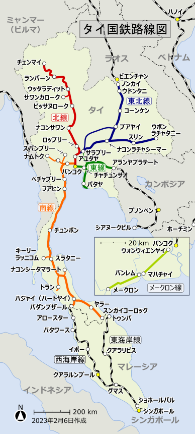 タイ国鉄路線図